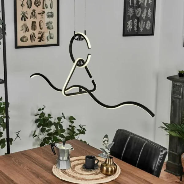 hofstein Suspension Chlak LED Noir, 3 lumières, Télécommandes* Lampes Modernes