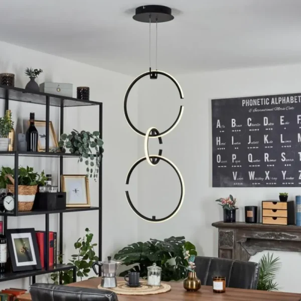 hofstein Suspension Chlak LED Noir, 3 lumières, Télécommandes* Lampes Modernes
