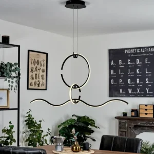 hofstein Suspension Chlak LED Noir, 3 lumières, Télécommandes* Lampes Modernes