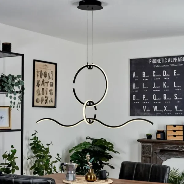 hofstein Suspension Chlak LED Noir, 3 lumières, Télécommandes* Lampes Modernes