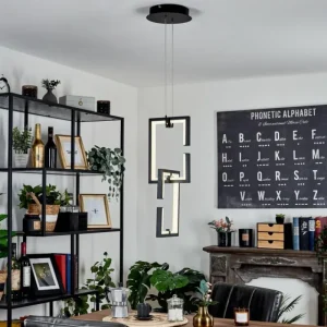 hofstein Suspension Chlak LED Noir, 2 lumières, Télécommandes* Lampes Modernes