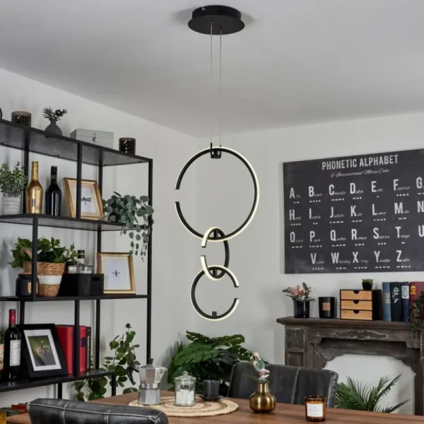hofstein Suspension Chlak LED Noir, 3 lumières, Télécommandes* Lampes Modernes