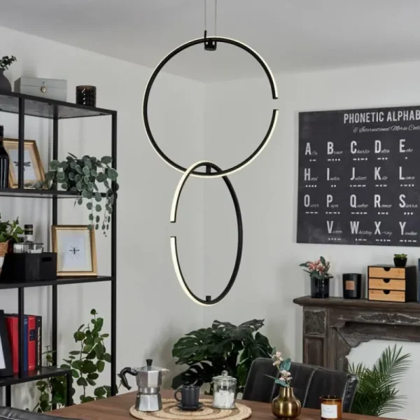 hofstein Suspension Chlak LED Noir, 2 lumières, Télécommandes* Lampes Modernes