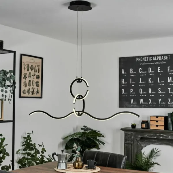 hofstein Suspension Chlak LED Noir, 3 lumières, Télécommandes* Lampes Modernes