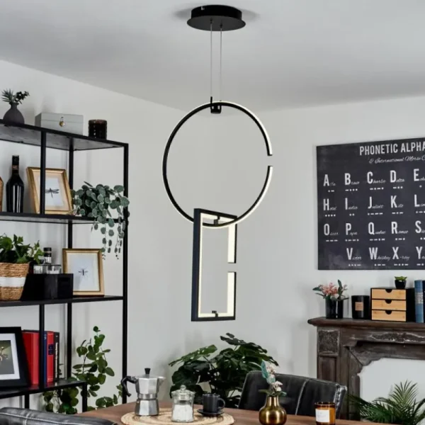 hofstein Suspension Chlak LED Noir, 2 lumières, Télécommandes* Lampes Modernes