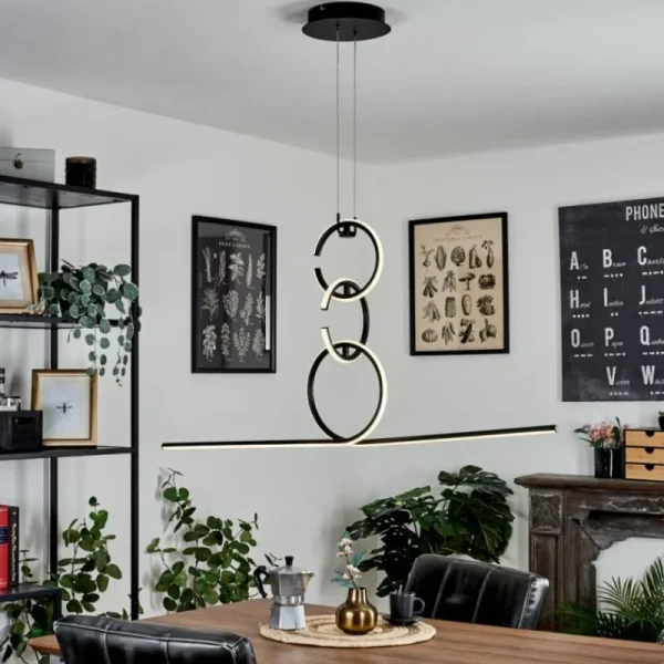 hofstein Suspension Chlak LED Noir, 3 lumières, Télécommandes* Lampes Modernes