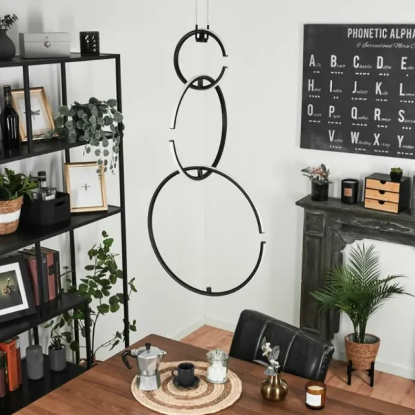hofstein Suspension Chlak LED Noir, 3 lumières, Télécommandes* Lampes Modernes