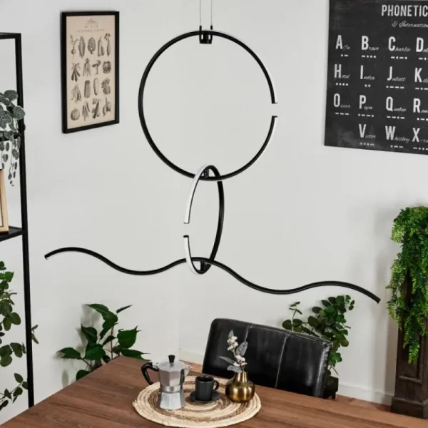 hofstein Suspension Chlak LED Noir, 3 lumières, Télécommandes* Lampes Modernes