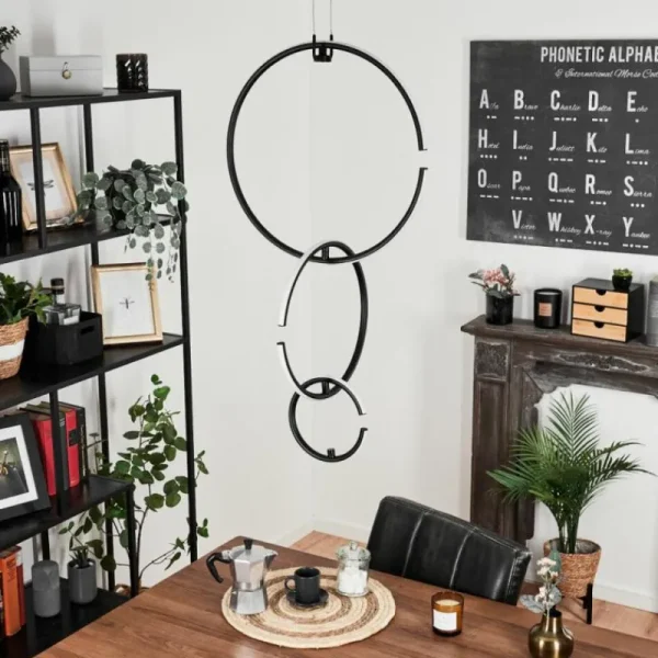 hofstein Suspension Chlak LED Noir, 3 lumières, Télécommandes* Lampes Modernes