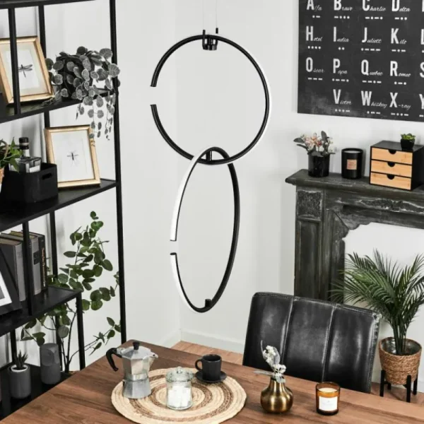 hofstein Suspension Chlak LED Noir, 2 lumières, Télécommandes* Lampes Modernes