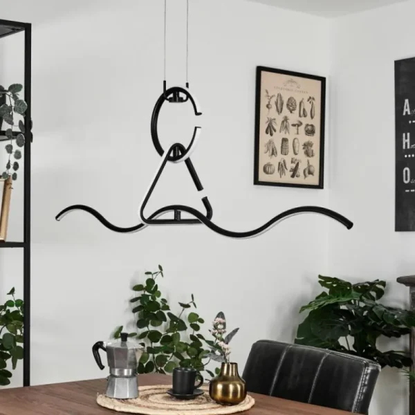 hofstein Suspension Chlak LED Noir, 3 lumières, Télécommandes* Lampes Modernes