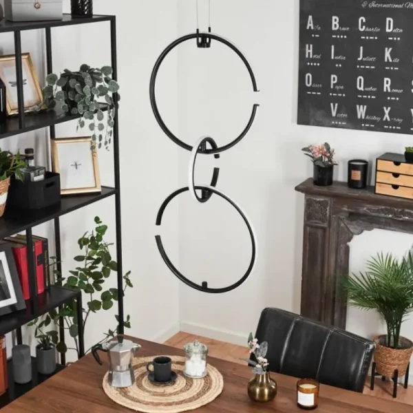 hofstein Suspension Chlak LED Noir, 3 lumières, Télécommandes* Lampes Modernes