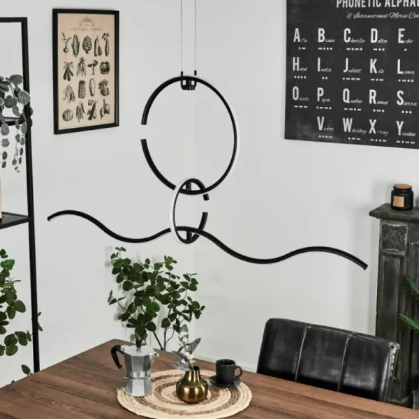 hofstein Suspension Chlak LED Noir, 3 lumières, Télécommandes* Lampes Modernes