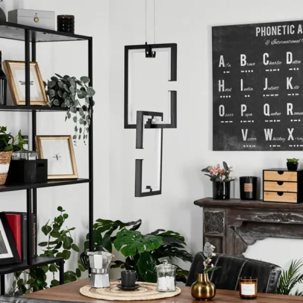 hofstein Suspension Chlak LED Noir, 2 lumières, Télécommandes* Lampes Modernes
