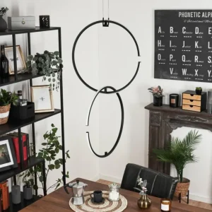 hofstein Suspension Chlak LED Noir, 2 lumières, Télécommandes* Lampes Modernes