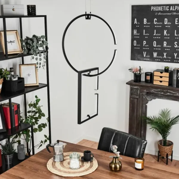 hofstein Suspension Chlak LED Noir, 2 lumières, Télécommandes* Lampes Modernes