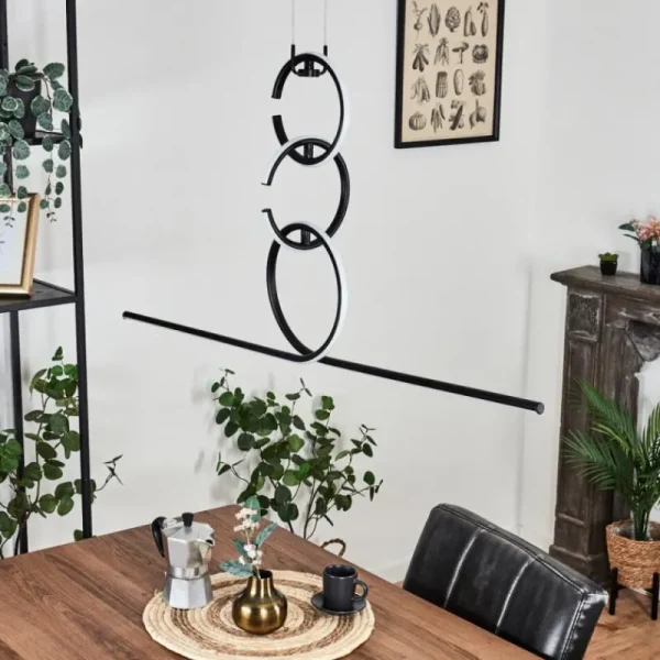 hofstein Suspension Chlak LED Noir, 3 lumières, Télécommandes* Lampes Modernes