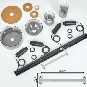 hofstein Suspension Classon Couleur bois, Noir, 4 lumières* Lampes Modernes