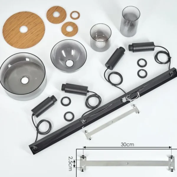 hofstein Suspension Classon Couleur bois, Noir, 4 lumières* Lampes Modernes