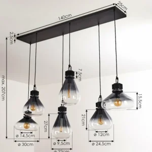 hofstein Suspension Coapilla Noir, 6 lumières* Lampes Modernes