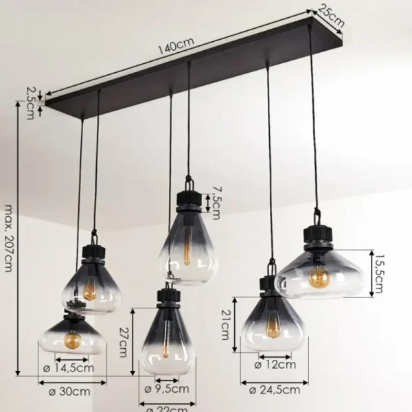 hofstein Suspension Coapilla Noir, 6 lumières* Lampes Modernes