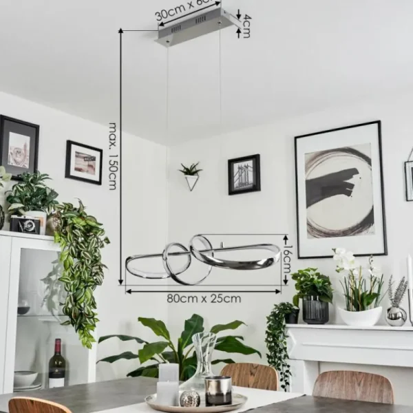hofstein Suspension Dauntey LED Nickel mat, 1 lumière* Lampes Modernes