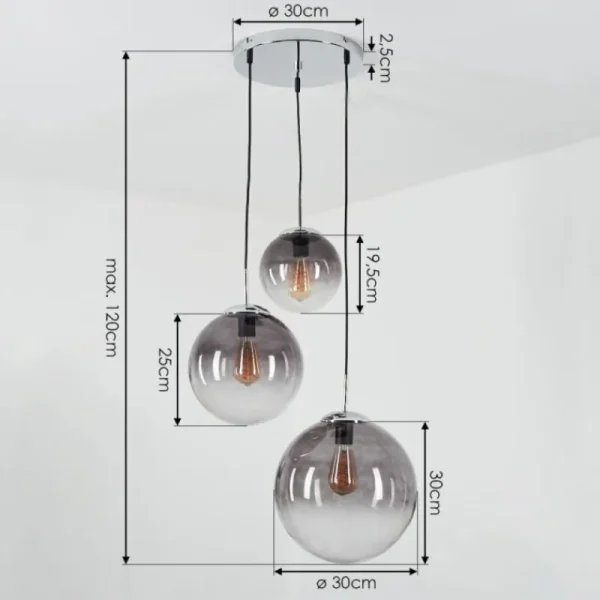 hofstein Suspension Degevos Gris, 3 lumières* Lampes Modernes