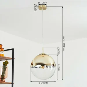 hofstein Suspension Degevos Or, 1 lumière* Lampes En Verre