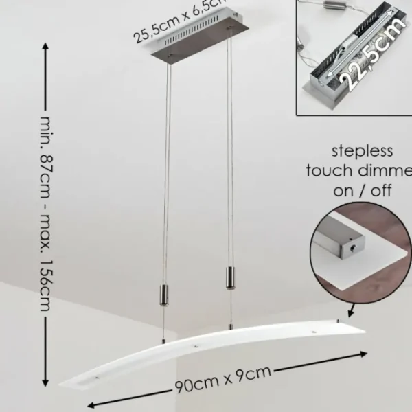 hofstein Suspension Delaware LED Argenté, 1 lumière* Lampes En Verre