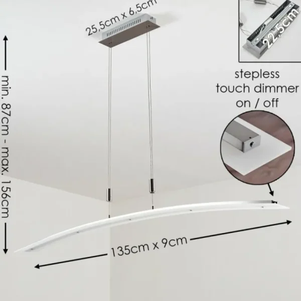 hofstein Suspension Delaware LED Argenté, 1 lumière* Lampes Modernes