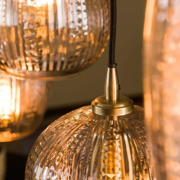 hofstein Suspension Diamond Anthracite, 5 lumières* Lampes En Verre