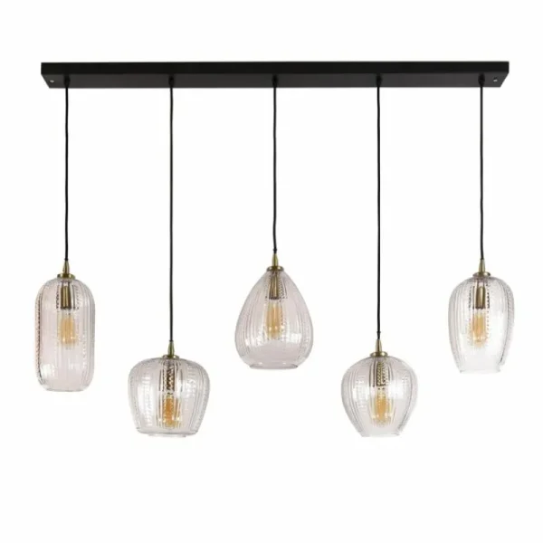 hofstein Suspension Diamond Anthracite, 5 lumières* Lampes En Verre