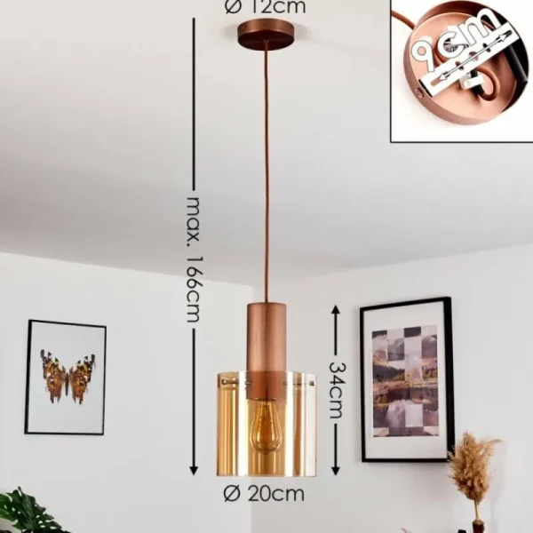 hofstein Suspension Dodoma Cuivre, 1 lumière* Lampes En Verre