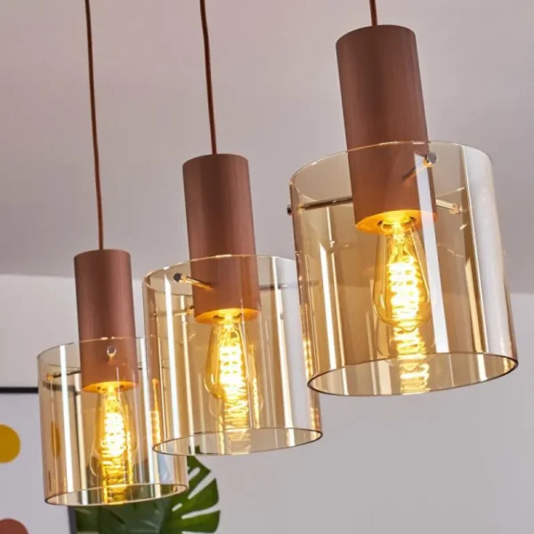 hofstein Suspension Dodoma Cuivre, 3 lumières* Lampes En Verre