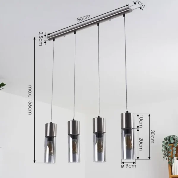 hofstein Suspension Dulcita Nickel mat, 4 lumières* Lampes Modernes