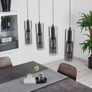 hofstein Suspension Dulcita Nickel mat, 4 lumières* Lampes Modernes