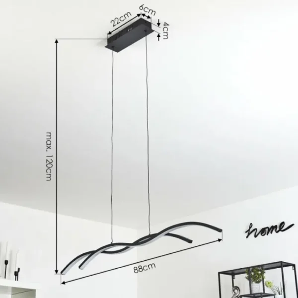 hofstein Suspension Eaglesham LED Noir, 1 lumière* Lampes Modernes