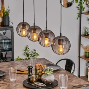 hofstein Suspension Evolene Noir, 4 lumières* Lampes Modernes