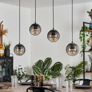 hofstein Suspension Evolene Noir, 4 lumières* Lampes Modernes