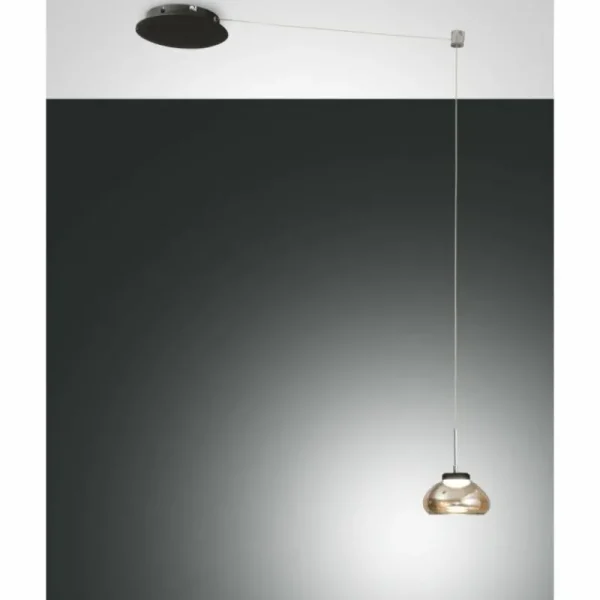 Luminaires Fabas Luce Suspension Fabas Luce Arabella LED Noir, 1 lumière* Lampes En Verre