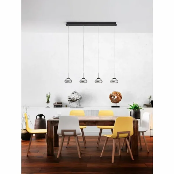 Luminaires Fabas Luce Suspension Fabas Luce Arabella LED Noir, 4 lumières* Lampes En Verre