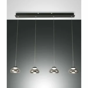 Luminaires Fabas Luce Suspension Fabas Luce Arabella LED Noir, 4 lumières* Lampes En Verre
