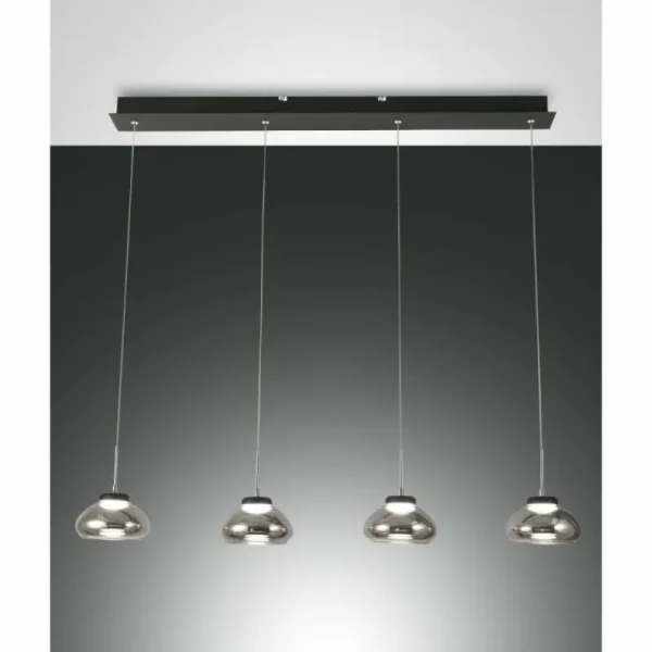 Luminaires Fabas Luce Suspension Fabas Luce Arabella LED Noir, 4 lumières* Lampes En Verre