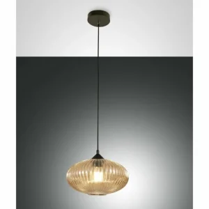 Luminaires Fabas Luce Suspension Fabas Luce Fiordaliso Noir, 1 lumière* Lampes En Verre