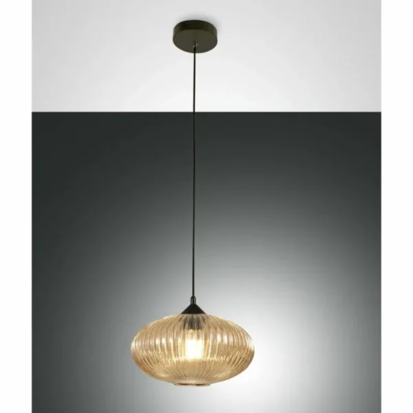 Luminaires Fabas Luce Suspension Fabas Luce Fiordaliso Noir, 1 lumière* Lampes En Verre