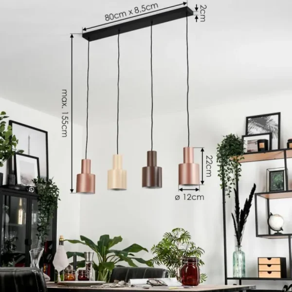 hofstein Suspension Fessade Noir, 4 lumières* Lampes Modernes