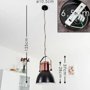 hofstein Suspension Fieberbrunn Cuivre, Noir, 1 lumière* Lampes Modernes