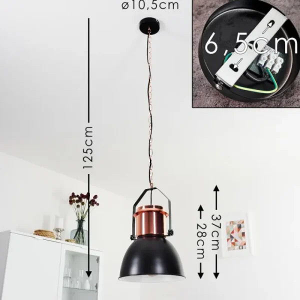hofstein Suspension Fieberbrunn Cuivre, Noir, 1 lumière* Lampes Modernes