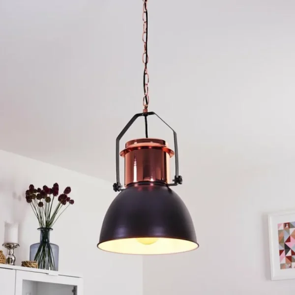 hofstein Suspension Fieberbrunn Cuivre, Noir, 1 lumière* Lampes Modernes