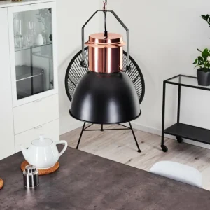 hofstein Suspension Fieberbrunn Cuivre, Noir, 1 lumière* Lampes Modernes